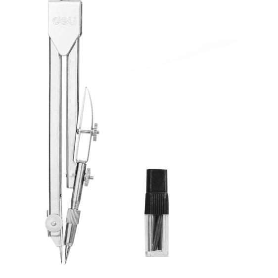 

♥ Deli E8601 Jangka-Metal 2pcs Assembled Compass w/pencil-Silver Ω