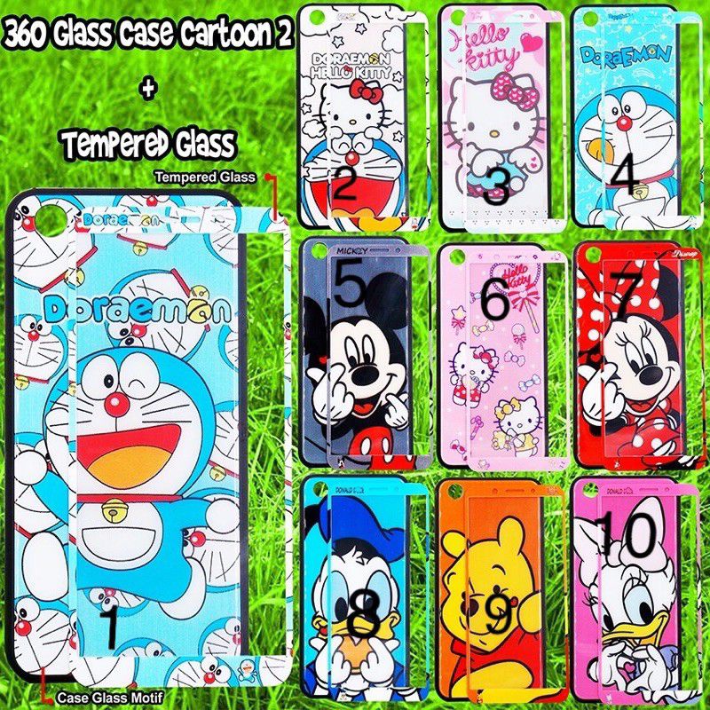 CASE GLASS CARTOON Plus Antigores For # OPPO A71 # VIVO V7 # SAMSUNG J3Pro # SAMSUNG A6 # SAMSUNG J6 # IPHONE 7G /8G # IPHONE X /Xs