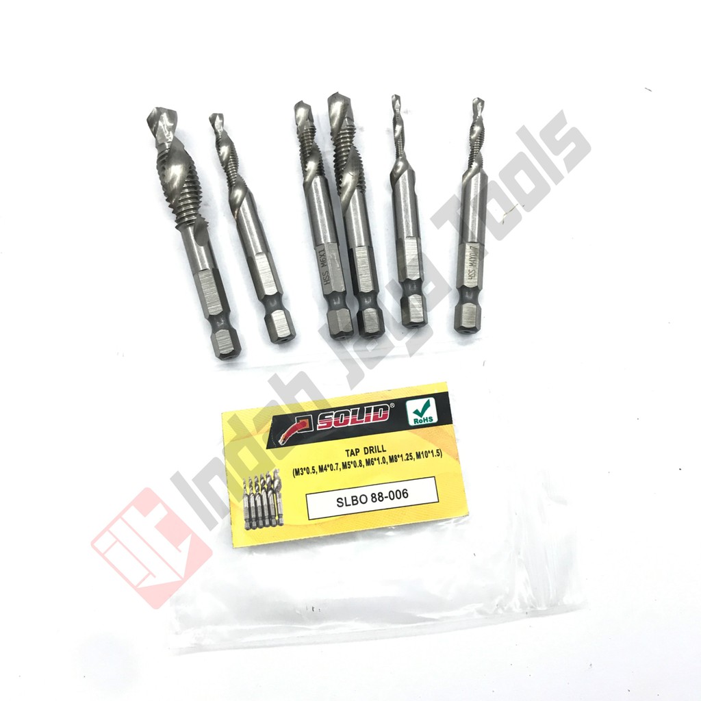 SOLID Tap Drill Bit Set 6 Pcs HSS - Mata Bor Pembuat Ulir Baut Hand Tap Bor