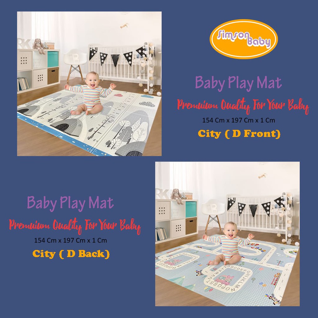 TERLARIS PREMIUM Simson Baby Playmat Premium Anak Bayi Lipat 154 x 197 x 1 Cm MOTIF BOLAK BALIK-7