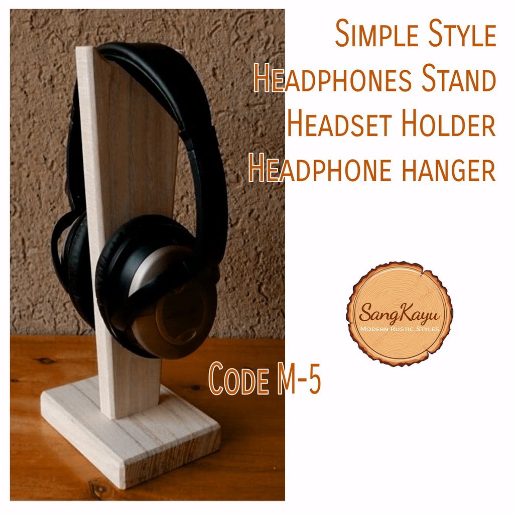 Gantungan headphone kayu M-5 Wooden Headphones hanger stand display