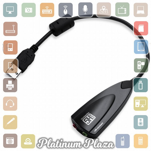 Sound Card USB Virtual 7.1 Channel dengan Chipset China - 5Hv2 - Black`60FEHQ-