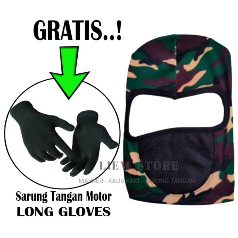 BUY 1 GET 1 FREE / MASKER NINJA  + (SARUNG TANGAN) / Masker Motor / Masker Balaclava