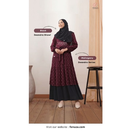 Gamis Deandra Dress Katun Rayon Polkadot Mix Crinkle Original Fenuza