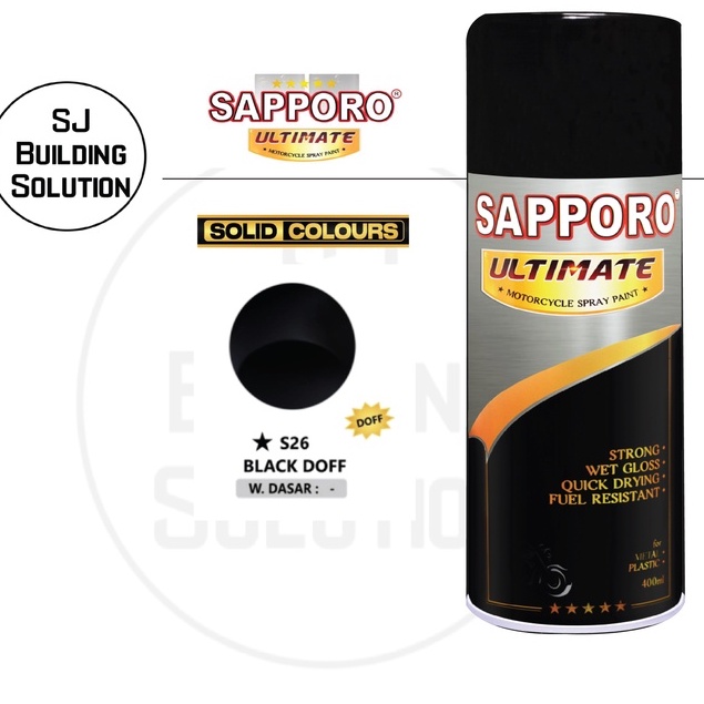 CAT SEMPROT SAPPORO ULTIMATE S26 BLACK DOFF / HITAM DOFF BURAM PILOX