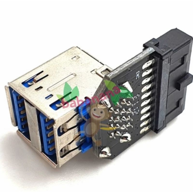 Usb 20 pin to dual usb 3.0 black motherboard internal adapter 19 pin