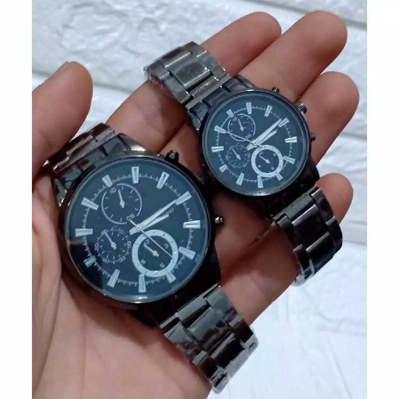 (G_W)Jam Tangan Couple/Pria/Wanita Rantai Steel ST-18 Crono Hiasan