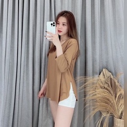 W&amp;D~BAJU ATASAN WANITA KAOS POLOS BELAH 7/8 TERBARU