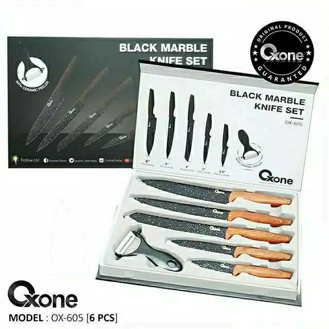 Oxone Pisau Set / Knife Set Black Marble 6 Set OX605