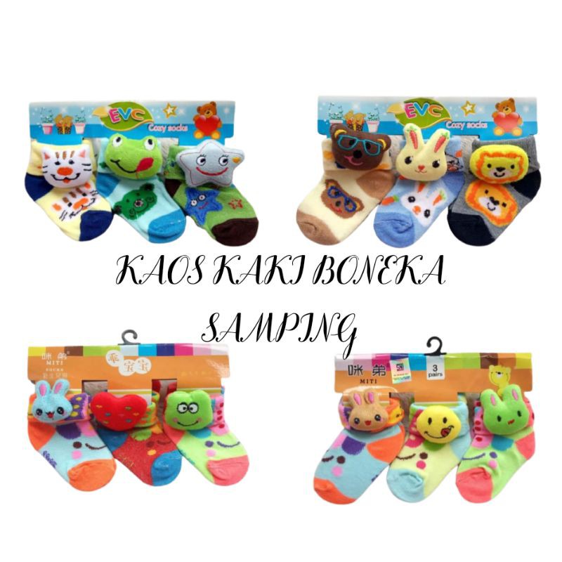 ( 3 PASANG ) Kaos kaki Bayi Boneka Samping 2~6 bulan