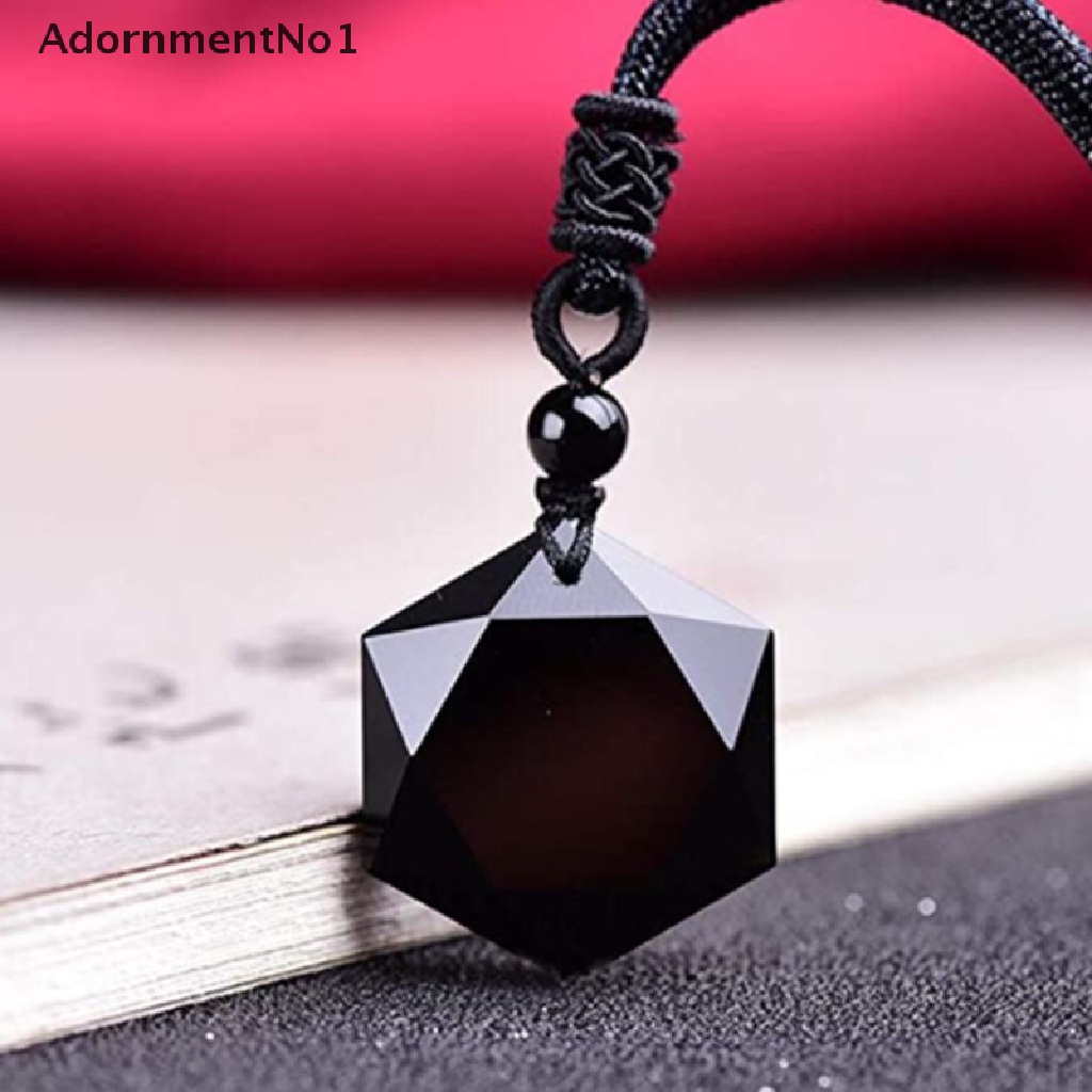 (AdornmentNo1) Kalung Jimat Keberuntungan Bahan Batu Obsidian + Kristal Untuk Wanita