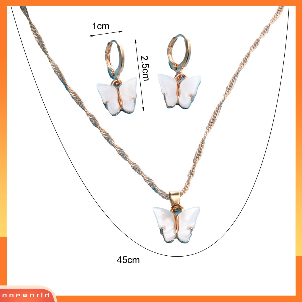 2pcs / Set Kalung Dan Anting Tindik Desain Kupu-Kupu Bahan Alloy