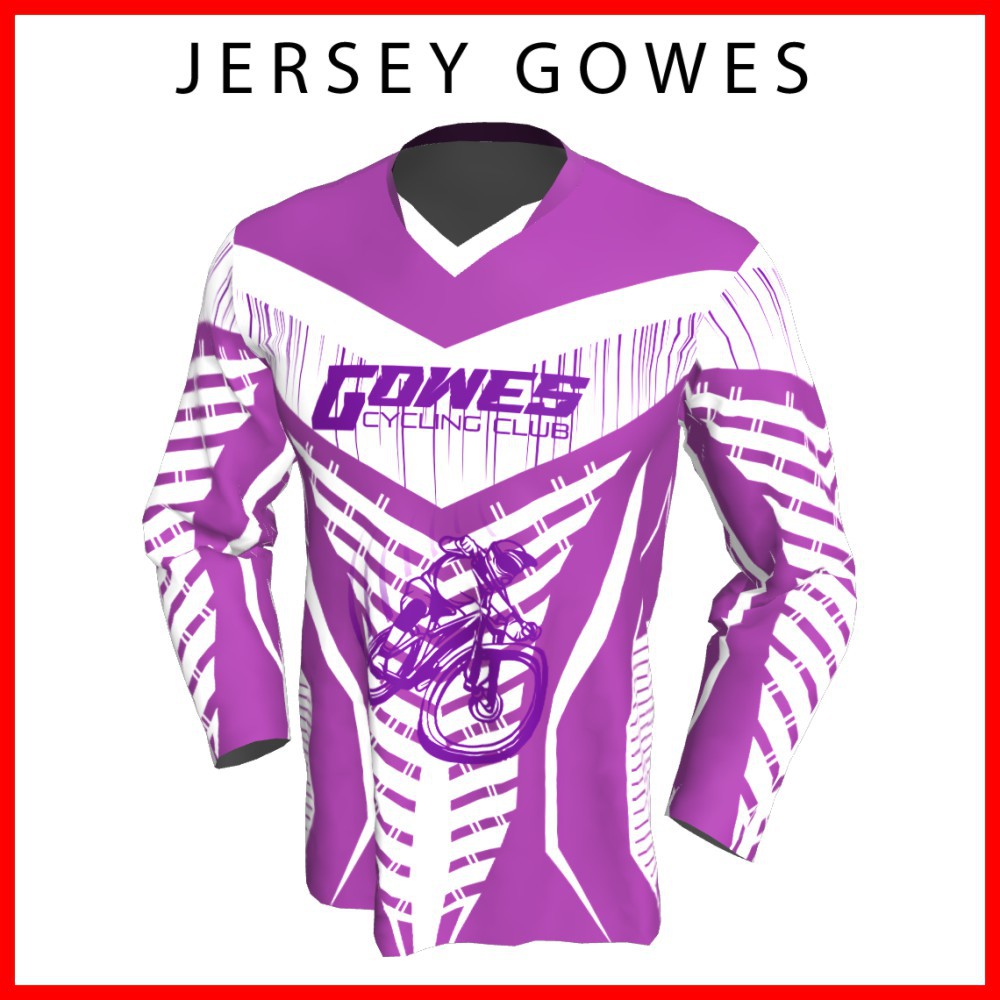 Baju Kaos Jersey Sepeda Gowes Trail Downhill Balap Lengan Panjang-911