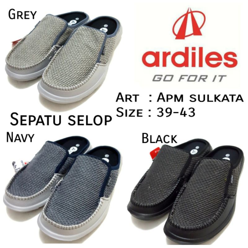 SEPATU SELOP PRIA TERBARU MURAH RINGAN DIPAKAI BY ARDILES APM SULKATA Size 39-43 Grey Navy Black