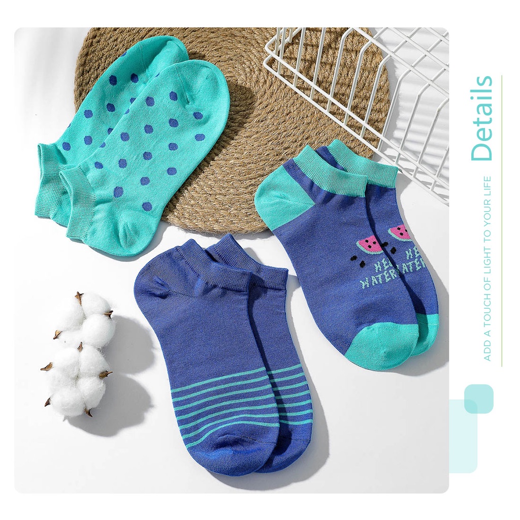 Miniso kaus kaki wanita Ankle Socks Kaos Kaki No-Show Semata Kaki Wanita (3 Pasang)-7