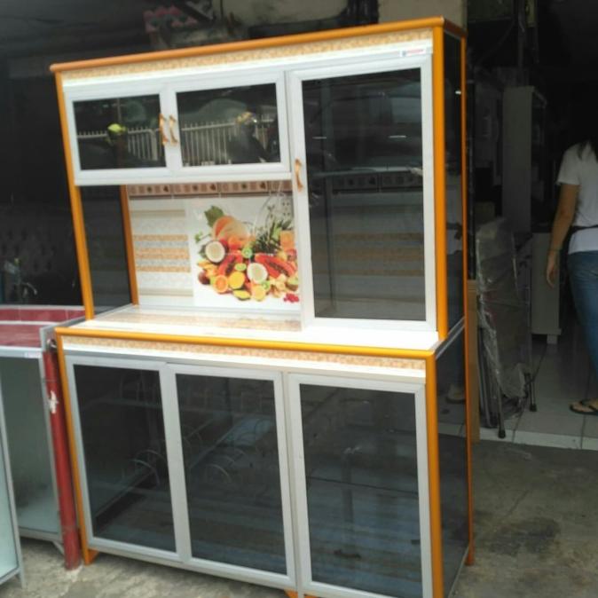 AE54Z81 LEMARI / RAK PIRING 3 PINTU ALUMINIUM JUMBO KACA RIBEN SDG5145GBF