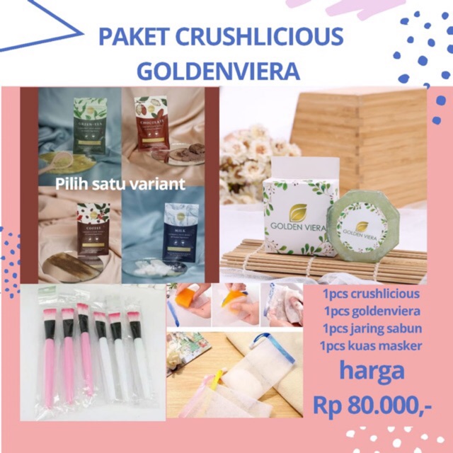 Paket Masker Organik crushlicious fullsize dan Sabun Goldenviera