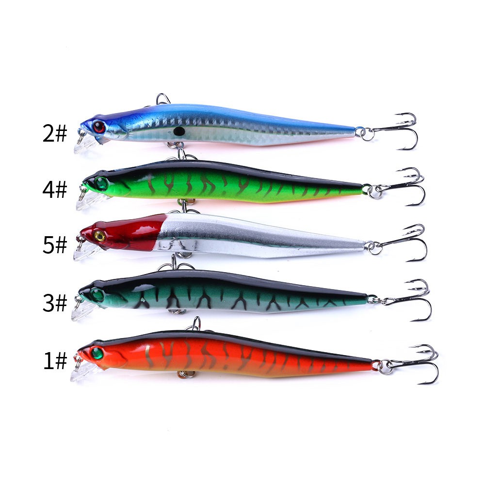 Hengjia 1pc Umpan Pancing Minnow Wobbler 5 Warna 12cm 10g Kedalaman 0.5-1.5m