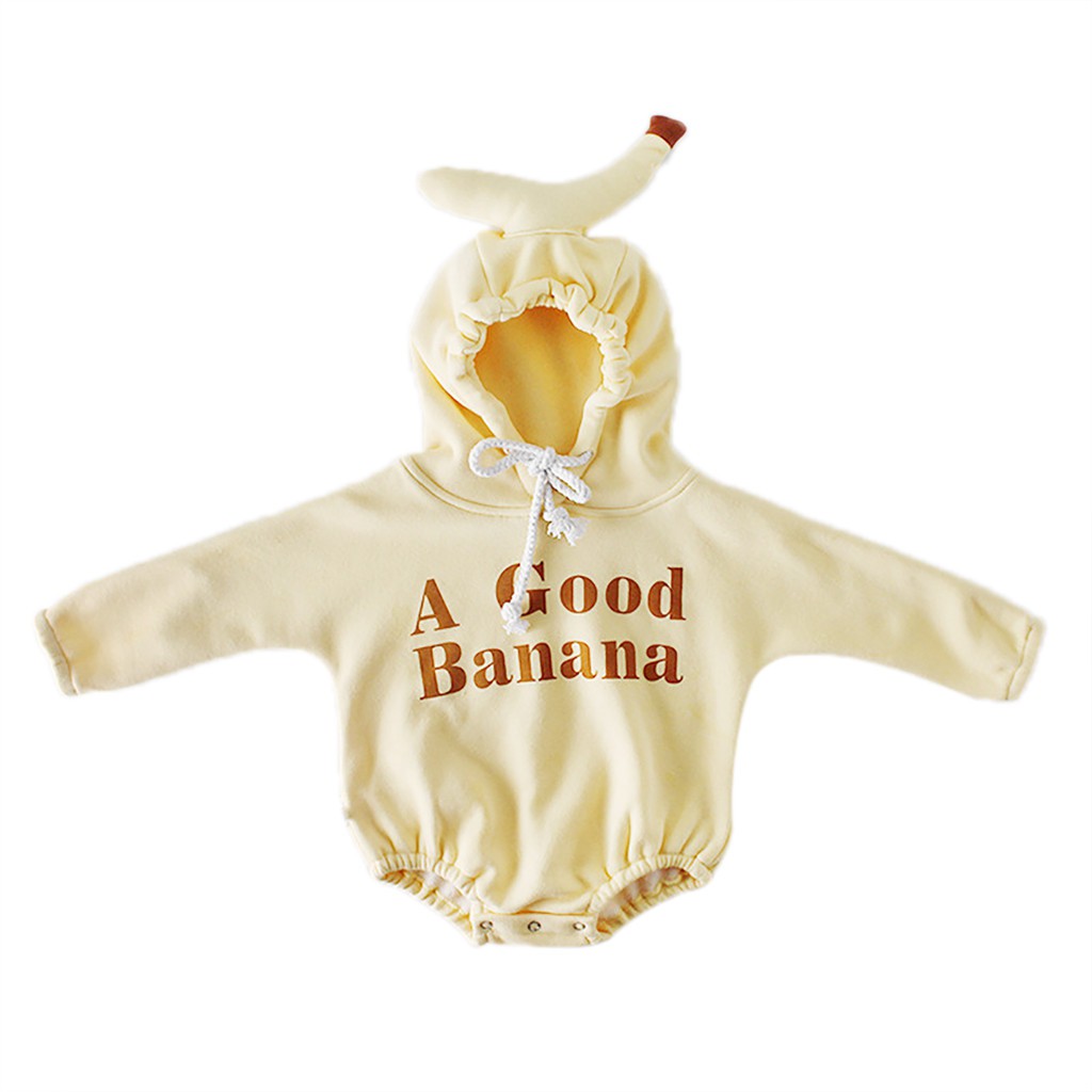Jumpsuit Velvet Tebal Bayi Laki Laki Perempuan Lengan Panjang Gambar Pisang Lucu 6 18 Bulan