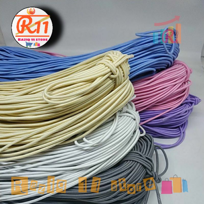 Tali Elastis Untuk Bahan Kerajinan Dan Tali Strap Masker Ukuran 2.5mm