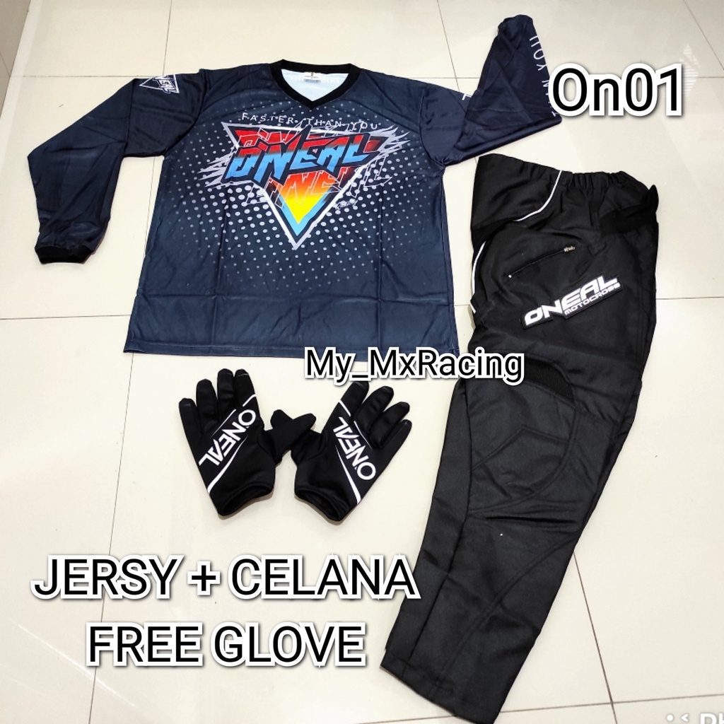 Jerseyset TRAIL CROSS- PROMO Jersey set Trail - BISA BAYAR DI TEMPAT Jersey &amp; Celana Motocross - Jersey Trabas ON01 - Jersey Stelan MX Cross - Satu Set Jersey &amp; Celana FREE GLOVES - Jersey PREMIUM - Celana Cordura