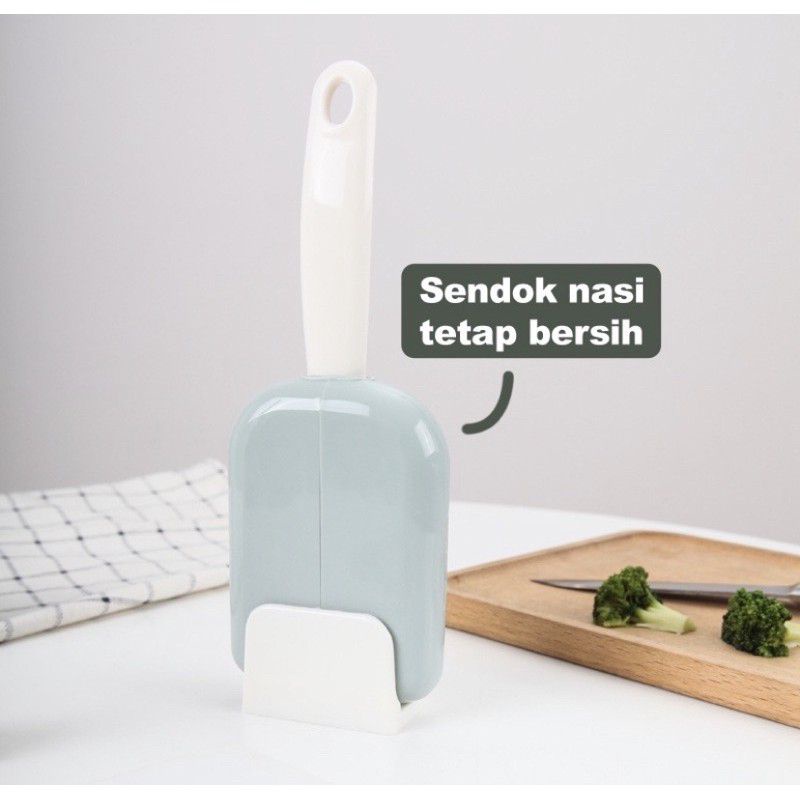 Stand Rice Spoon CENTONG NASI TUTUP OTOMATIS CENTONG NASI DENGAN COVER TUTUP OTOMATIS