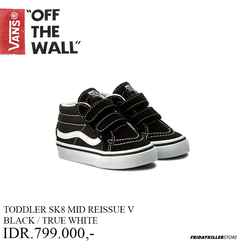 SEPATU ANAK ANAK VANS OFF THE WALL | TODDLER SK8 MID REISSUE V BLACK / TRUE WHITE