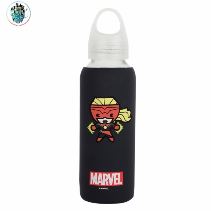 (TERLARIS) Miniso Marvel Botol Minum Kaca - Capt Marvel