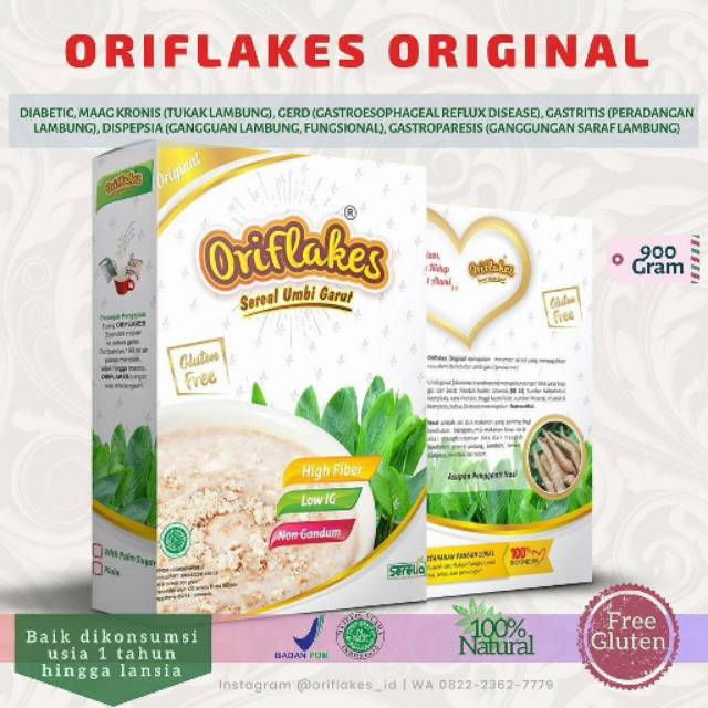 

ORIFLAKES Sereal Umbi Garut 900 gram Gluten Free Rendah Gula untuk Diet dan ASAM LAMBUNG MAAG GERD