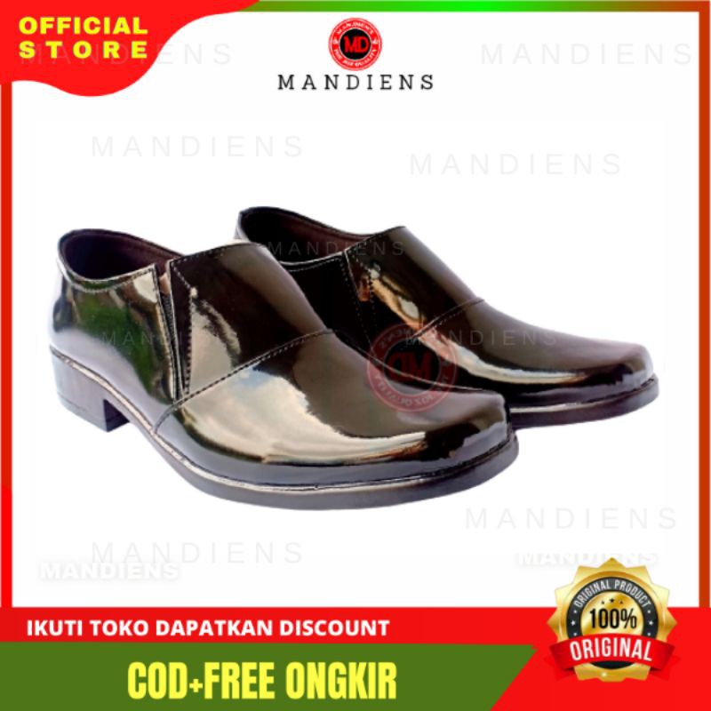 Mandiens  Sepatu Pantofel Kerja Wanita Semi Boot - Sepatu Pdh Polwan Halfboot Kilap Elastis Hak 3,5,7cm  Sepatu Kowad  Bhayangkari Persit - Sepatu Heels Wanita