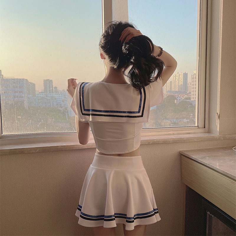 Wanita Lingerie Sailor Dress Halloween Cosplay Costume  Live streaming Cosplay Uniform 3A516