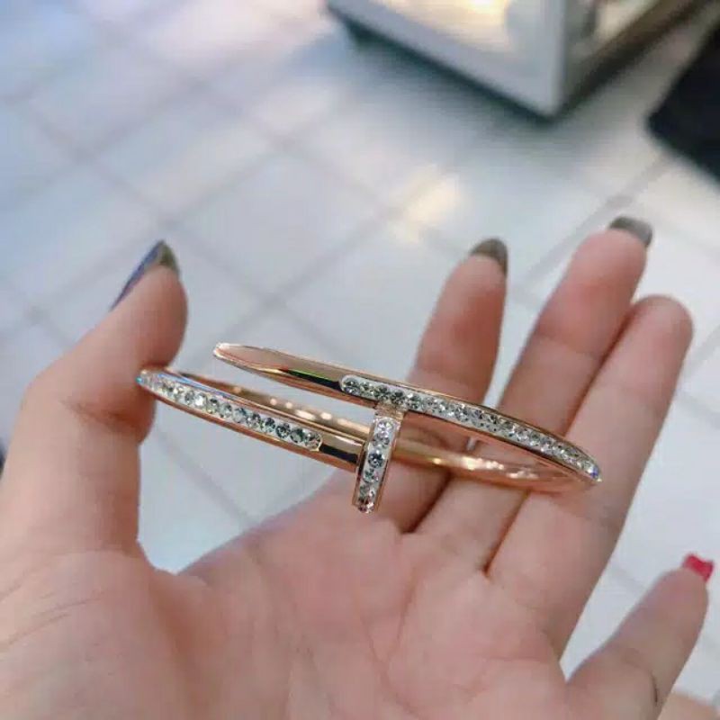 Fourfashion gelang paku titanium rosegold full diamond TS013