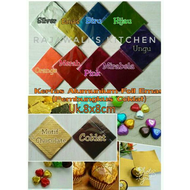 Kertas Alumunium Foil Warna Emas Pembungkus Permen Coklat Kurma