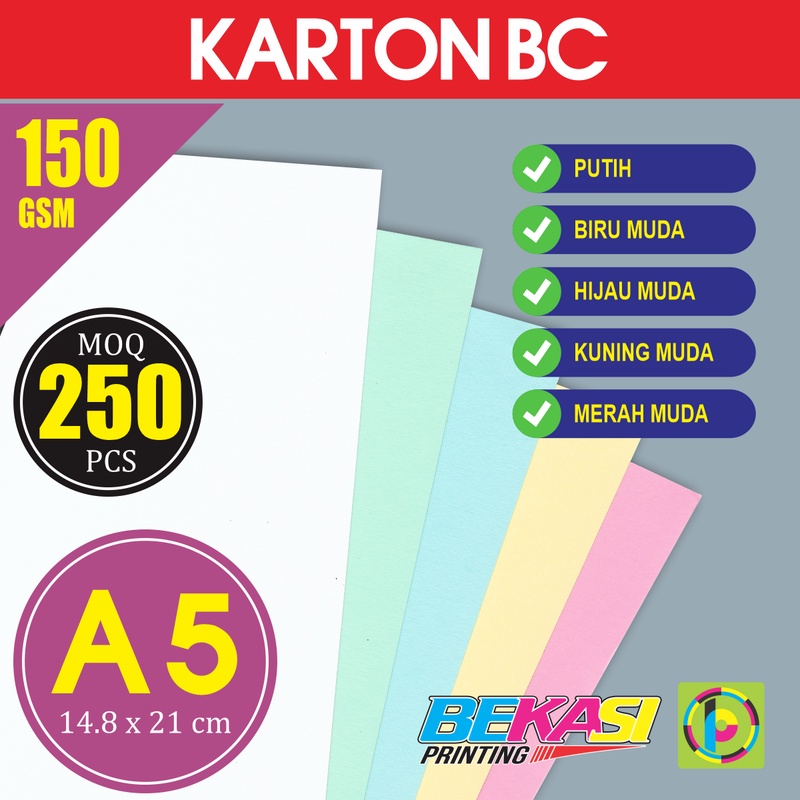 

Kertas Kartu Stok Briefcard Brief Card BC 150 GSM Ukuran A5 14.8x21 cm isi 250 Lbr