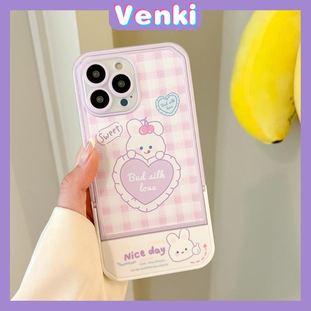 iPhone Case Acrylic Invisible Folding Stand Silicone Soft Case Shockproof Camera Cover Rabbit Cute Cartoon Compatible For iPhone 11 Pro Max 13 Pro Max 12 Pro Max 7Plus xr XS Max