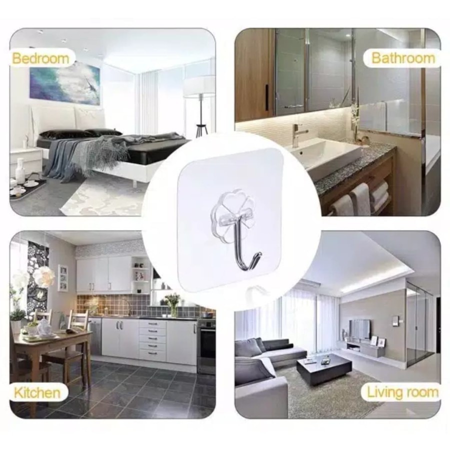 GT11- Gantungan Hook Kait Tempel Dinding Serbaguna Multifungsi Transparan