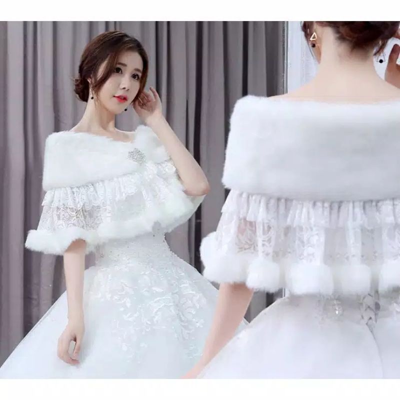 Cape/ wedding bolero bulu with lace