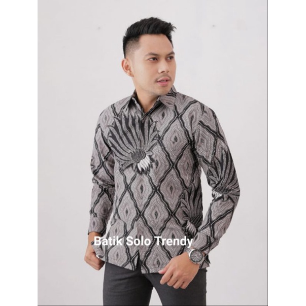 PARI ABU( FULL FURING )KEMEJA/BAJU BATIK PRIA MURAH PANJANG