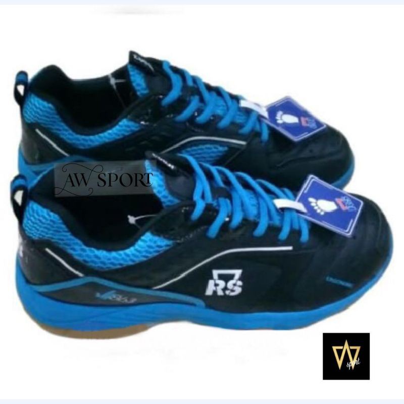 Sepatu Badminton RS JF 863 (Hitam/Biru) / Sepatu Bulutangkis