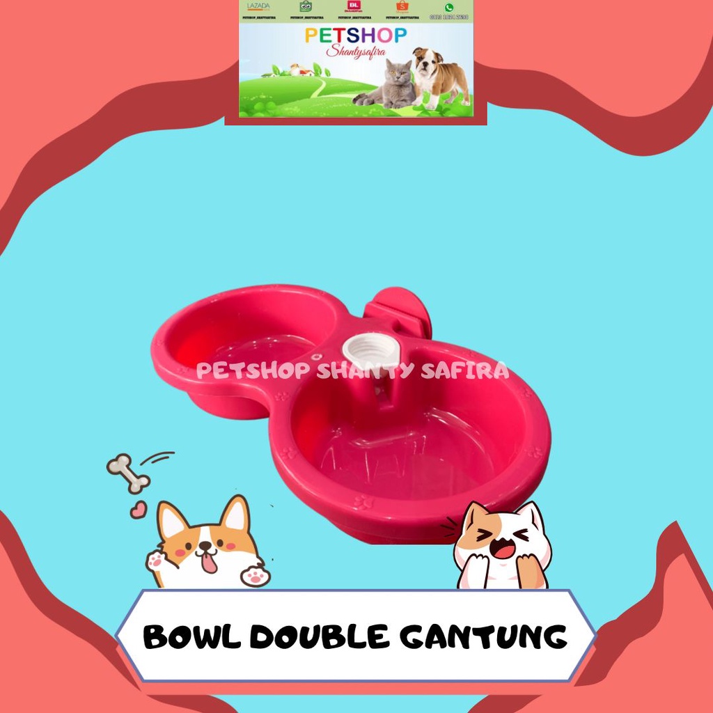 TEMPAT MAKAN KUCING ANJING DOUBLE GANTUNG