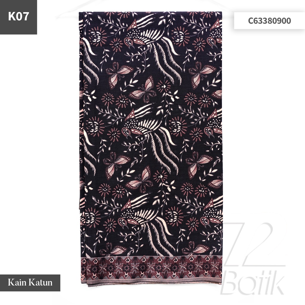 KAIN BATIK KATUN Premium Motif Kupu Kupu Two Tone Pagi Sore Warna Cream 722249 CAP 72