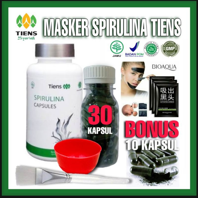 Masker Spirulina Tiens 30 Kapsul Original-Obati Jerawat&Flek Hitam-Mencerahkan&Mengencangkan Wajah