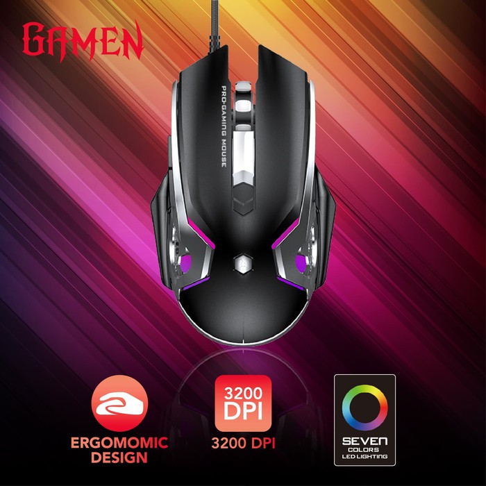 GAMEN GM1200 Gaming Mouse 3200DPI Wired Optical Mouse Gaming LED