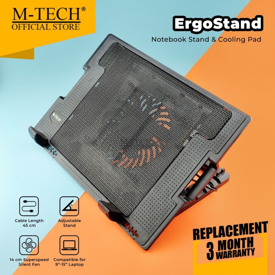 M-Tech Original Ergostand MT-08 Cooling Pad Kipas Pendingin Laptop