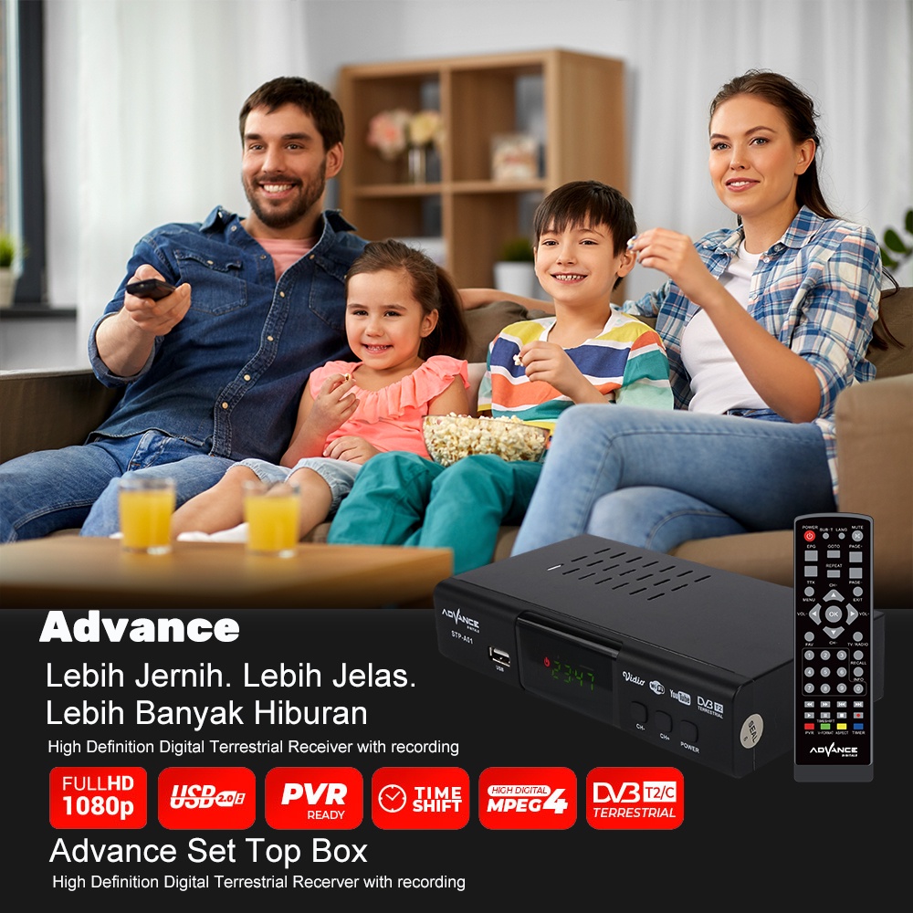 Advance Nijoo&amp;Digital Set Top Box TV Digital Receiver Penerima Siaran Full HD/ STB Wifi Bisa Youtube DVB-T2 Garansi 1 Tahun