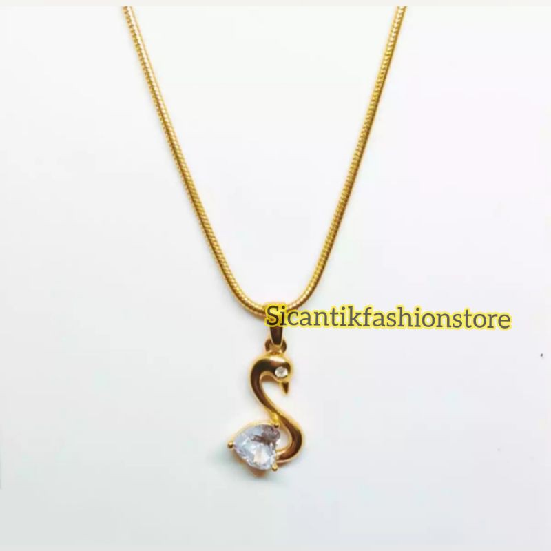 Kalung Titanium liontin gold Permata Fashion wanita terlaris anti Karat liontin gold kalung wanita