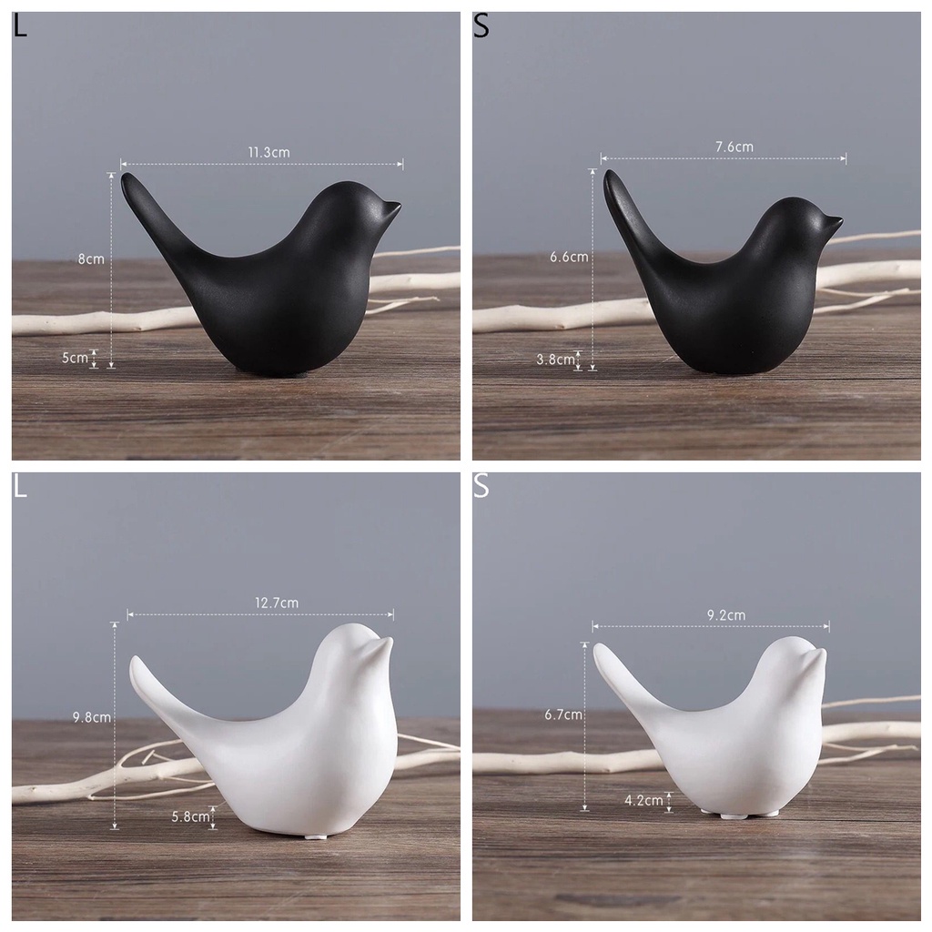 AUGUSTINA Living Room Bird Sculpture Wedding Accessories Statue Figurines Home Decoration Ceramic Black White Table Decor Nordic Style Modern Ornaments