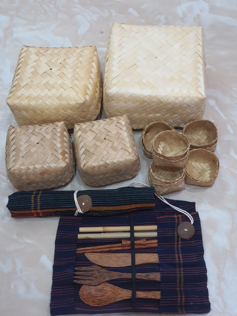 Besek Natural/ Blicing 15x15x7cm  Besek Anyaman Bambu Murah Besek Makanan Besek Bakul