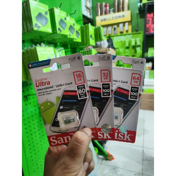 MEMORY CARD SANDISK 64GN 32GB 16 GB CLASS 10 MMC MICROSD ORIGINAL SANDISK GARANSI RESMI DATASCRIP