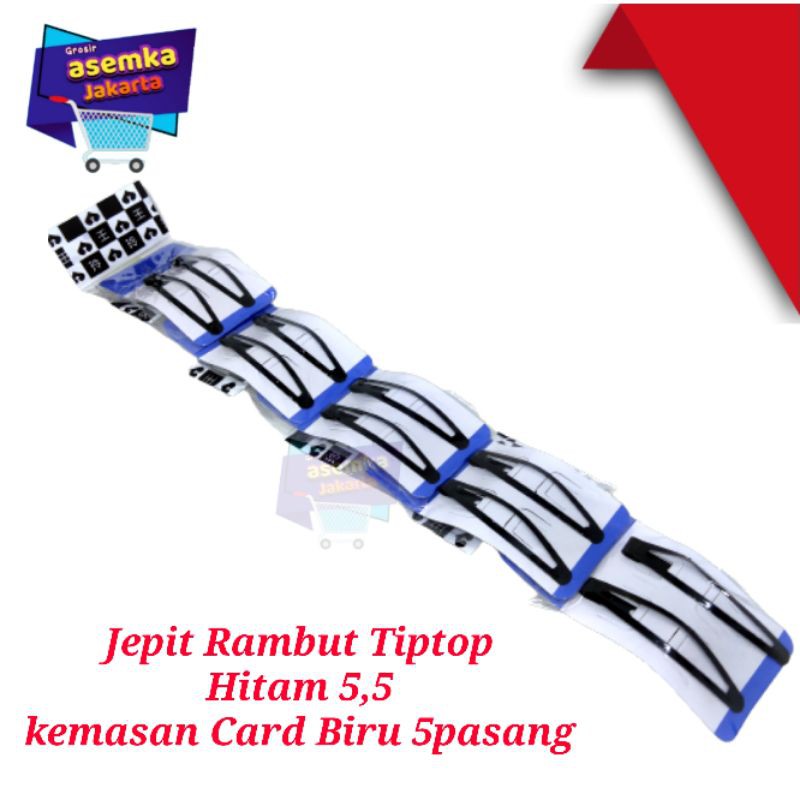 Jepit Rambut 5pasang Tiptop kemasan card Biru grosir